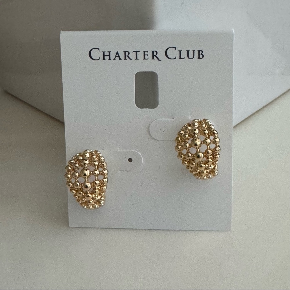 Charter Club Gold Filigree Hoop Textured Earrings